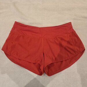 Lululemon Red Speed Short 2.5 Low rise Size 6